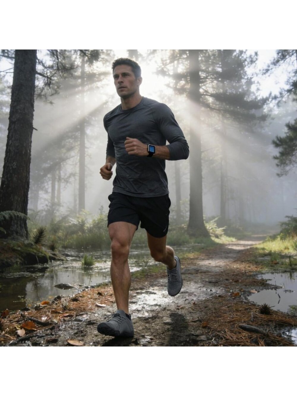 Men's Grey Barefoot Trail Running Shoes Minimalist Wide Toe Box Design Non-Slip - Picture 2 of 6